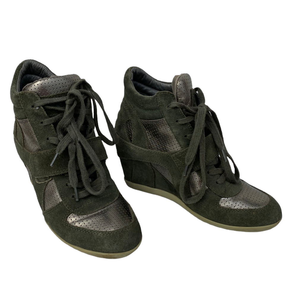 Limited by Ash Bowie Military Piombo Womens Suede Lace Up Wedge Sneakers Size 38